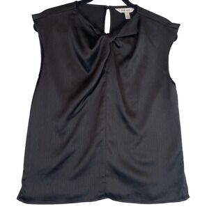 Nine West Black Sleeveless Blouse Twist Front Top Office Career S